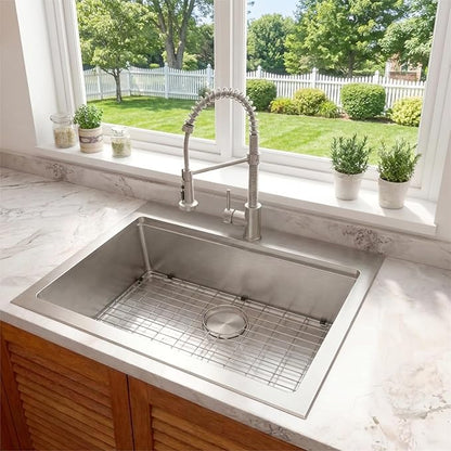 Drop In Kitchen Sink 26" X 22",Top Mount 16 Gauge Stainless Steel Workstation Sink,Single Bowl Kitchen Sinks