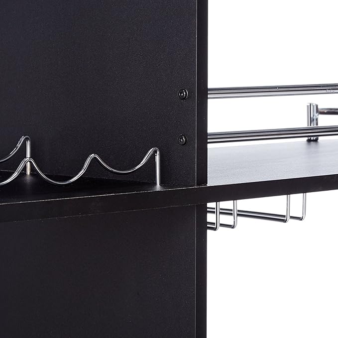 Kings Brand Furniture Bar Table with Two Tempered Glass Shelves, Black (16 in x 47 in x 41 in)
