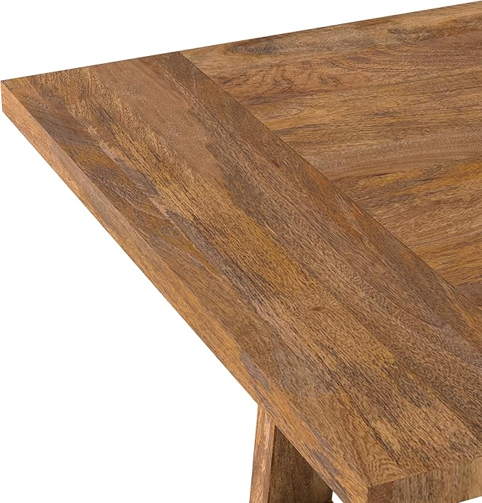 SIMPLIHOME Whitley Dining Table - 72 inch Wide Solid Mango Wood Rectangular Table in Burnt Wax, Modern Farmhouse Style for Dining Room or Kitchen with Extra-Thick Trestle Base, Seats 6