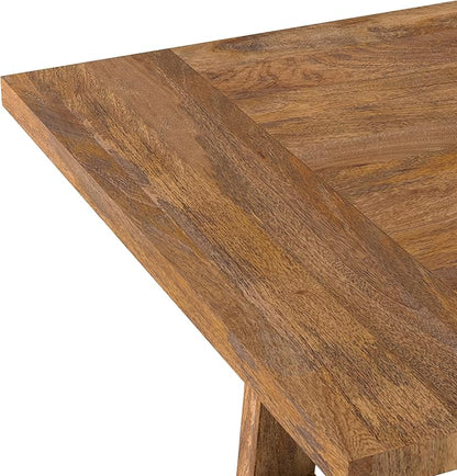 SIMPLIHOME Whitley Dining Table - 72 inch Wide Solid Mango Wood Rectangular Table in Burnt Wax, Modern Farmhouse Style for Dining Room or Kitchen with Extra-Thick Trestle Base, Seats 6