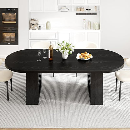 Jocoevol 78.7" Dining Table for 6 8 10, Modern Dining Room Table with Storage, Wood Kitchen Table with Heavy Duty Legs, Dinner Tables for Kitchen Dining Room (Black)