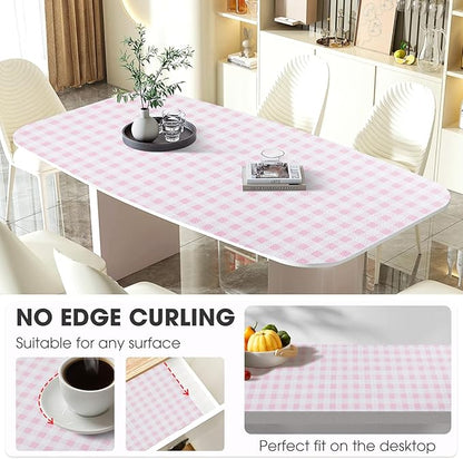 Drawer and Shelf Liner, Non-Slip Kitchen Cabinet Liners Non-Adhesive Thick Strong Grip Waterproof Washable Mats Protect Dresser Shelves Cupboard Bathroom Cabinets, Pink Plaid, 18 in X 10 FT