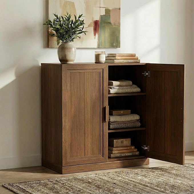 Casaphoria Adam Sideboard Buffet Cabinet with Storage, Sideboard Cabinet with Wooden Doors & Adjustable Shelves, 31" W x 36" H Coffee Bar for Entryway Kitchen Living Room, Walnut