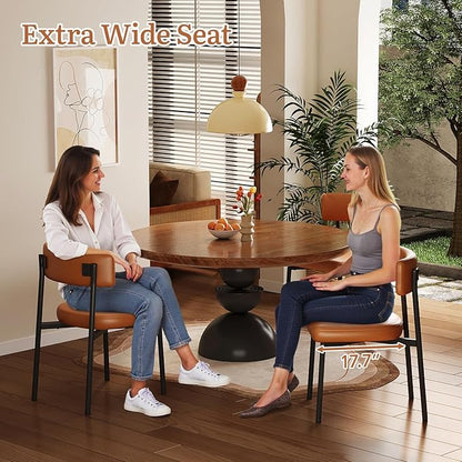 Dining Chair Set of 6 Upholstered Chairs for Kitchen Dining Room Mid Century Modern Table Chairs for Waiting Living Room, Brown