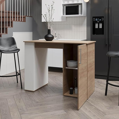 GOWE Alder Bar Kitchen Island, Kitchen, White/Macadamia