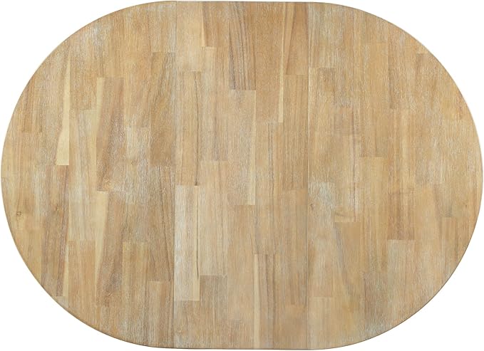 Ball & Cast Farmhouse Extendable Dining Table for 4-6, 42"-58" Extendable Kitchen-Table with a 16" Leaf, Round Ellipse Retro Wood Dining Room-Table w/Removable Leaves,Space Saving, Natural