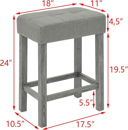 4-Piece Kitchen Island Counter-Table Set with Charging Station, Industrial 59" Dining Tables with 3 Stools, 59 Inch Farmhouse Bar Table Chairs w/USB & Type-C & Power Outlets, Grey