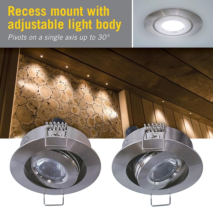 Armacost Lighting Swivel Recessed LED Light, Bright White Light (4000K), Matte White Finish 222318