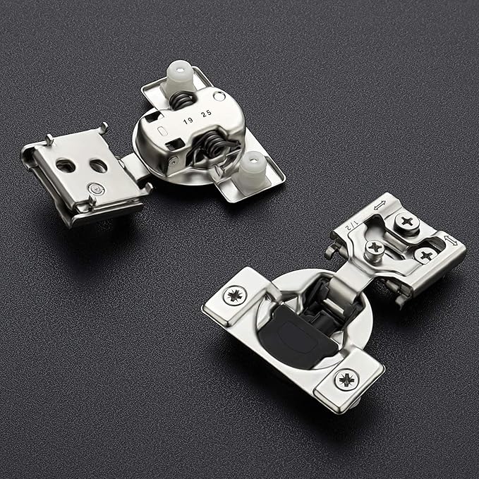 20 Pack 10 Pairs 1/2 inch Overlay Soft Close Hinges for Kitchen Cabinet Hinges Satin Nickel Hidden Hinges Stainless Steel Concealed Hinge self Closing