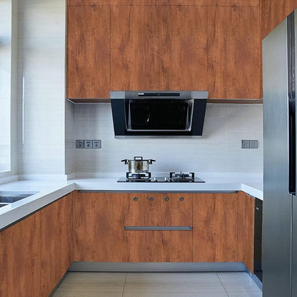 17.71" X 984" Peel and Stick Wood Grain Contact Paper Brown Wooden Look Wallpaper Self-Adhesive Decorative Wood Wallpaper Removable Vinyl Film Easy to Apply for Old Furniture Kitchen Cabinets