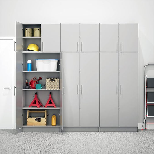 Prepac Elite 24" Wall Mounted Stackable Garage Cabinet in Light Gray