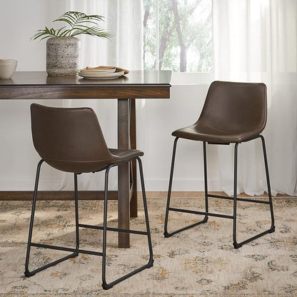 Harper & Bright Designs Vintage Style Brown 24-Inch Counter Stool (Set of 2)
