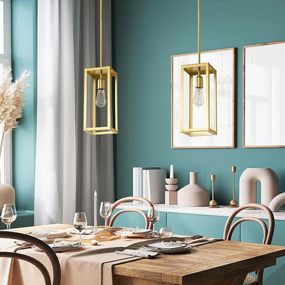 Globe-Electric 67000151 1-Light Pendant Light Fixture, Matte Brass, Dining Room Fixture, Kitchen Island Lighting, Contemporary, Living Room Pendant Light, Hanging Lights for Bedroom