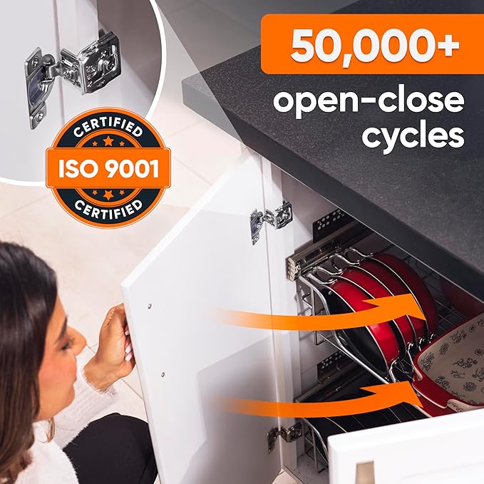 Decobasics 20 Pack Soft Close Cabinet Hinges – 1" Overlay for Kitchen Cabinet Doors, Face Frame Concealed Hidden Hinges – Stainless Steel, Self-Closing with 3-Way Adjustment & Slow Close Damper