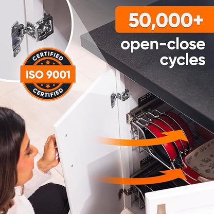 Decobasics 6 Pack Soft Close Cabinet Hinges 1-1/2" Overlay for Kitchen Cabinet Doors, Slow Self-Closing Concealed Hidden Hinges for Face Frame –Stainless Steel, 3-Way Adjustable & Quiet Close Damper