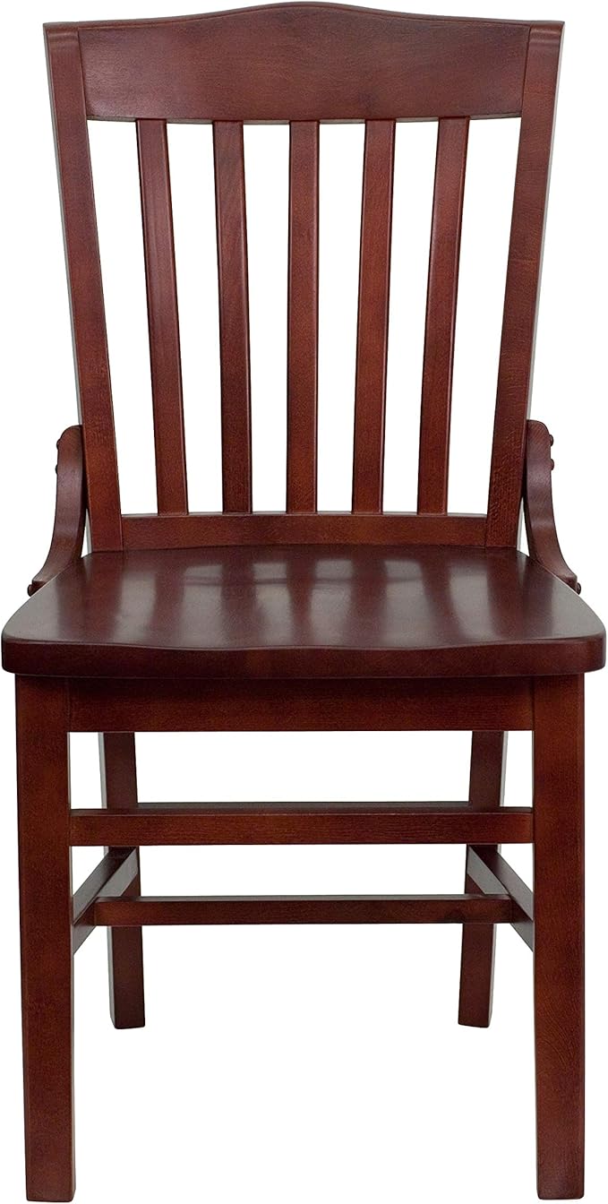 Flash Furniture HERCULES Series School House Back Mahogany Wood Restaurant Chair (Pack of 4)
