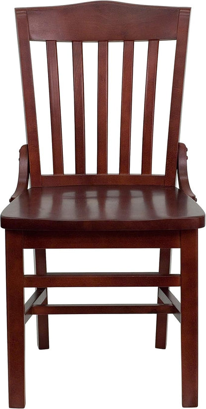 Flash Furniture HERCULES Series School House Back Mahogany Wood Restaurant Chair (Pack of 4)
