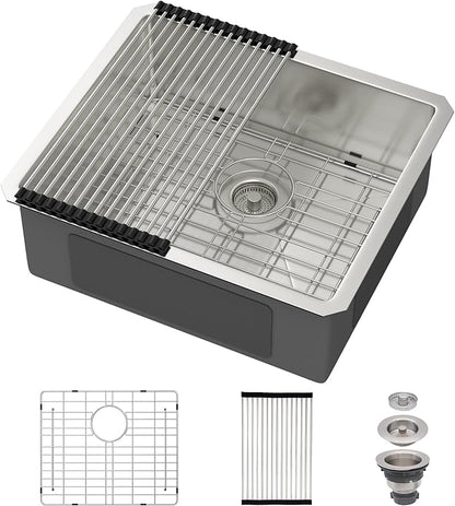 21 Undermount Kitchen Sink 21"x18"x8" Single Bowl 16 Gauge Stainless Steel Under Counter Single Bowl Kitchen Sinks Basin with Drain Strainer