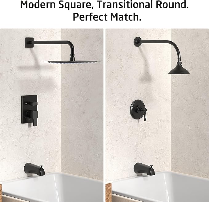 KES Leakproof All Metal Tub Spout with Diverter, 5-3/8" Bathtub Faucet Replacement with 18/8 Stainless Steel Extension Nipple, Universal Fit 3/4″, 1/2″ IPS & 1/2″ Copper Pipe, Matte Black, PTSN301-BK