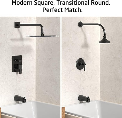 KES Leakproof All Metal Tub Spout with Diverter, 5-3/8" Bathtub Faucet Replacement with 18/8 Stainless Steel Extension Nipple, Universal Fit 3/4″, 1/2″ IPS & 1/2″ Copper Pipe, Matte Black, PTSN301-BK