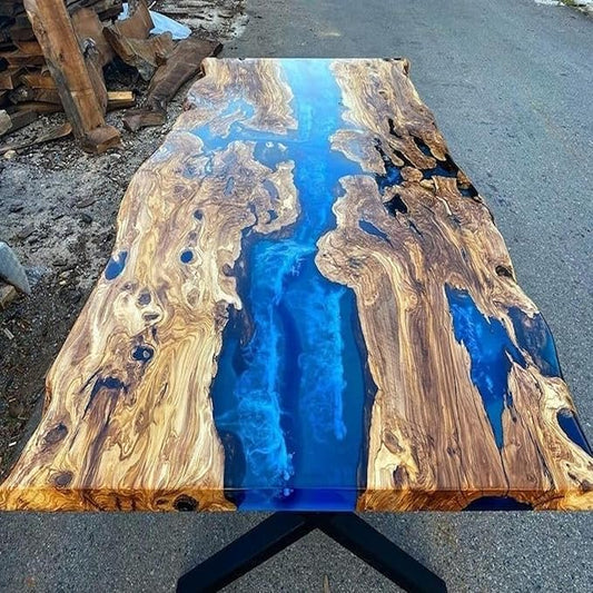 RESINHOMEFURNITURE Turquoise Island Blue Epoxy Resin Dining Table Coffee Table Console Table Patio Table Conference Table Kitchen Table Central Table Bar Counter Table End/Side Table