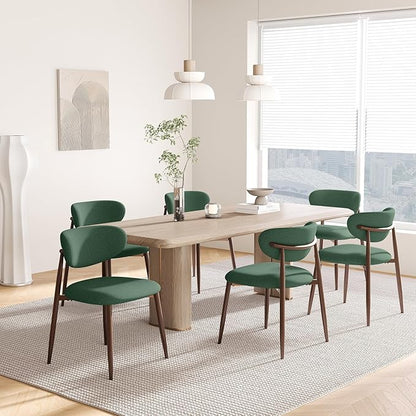 MALOL Upholstered Dining Room Chairs Set of 4, Kitchen Chairs with Metal Legs and Anti Slip Pads, Curved Back Dining Chair for Home and Restaurant Use, Green