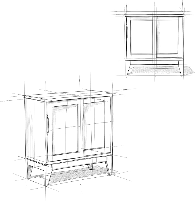 SIMPLIHOME Harper Storage Cabinet - 30 inch Wide Solid Hardwood 2-Shelf Low Console Cabinet in Teak Brown, Mid-Century Modern Cupboard for Living Room with Sliding Doors and Adjustable Shelves