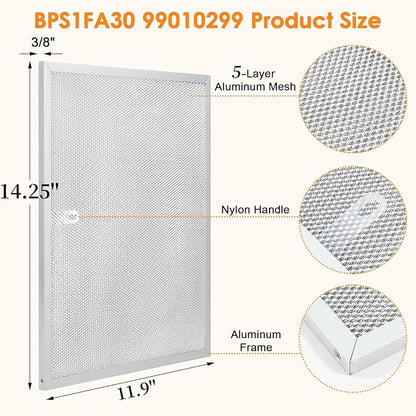 BPS1FA30 Range Hood Filter for 30-Inch Broan Nutone Allure QS1 WS1, 5-Layer 99010299 Aluminum Range Hood Filters Replacement 11.9"X14-1/4"X3/8" (6Pack)