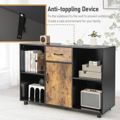 Giantex Large Buffet Sideboard with Storage, Stationary Island with 4-Cube Organizer, 1 Drawer, 1-Door Cabinet, Kitchen Cupboard for Living Room, 48” x 16” x 31.5”