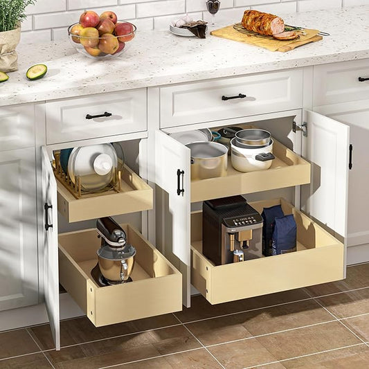 WelFurGeer Soft Close Pull Out Drawers for Cabinets, 32" W x 22" D Pull Out Cabinet Organizer, Smooth Slide-Out Shelves for Kitchen Cabinets, Durable Pullout Drawers for Home & Kitchen Organization