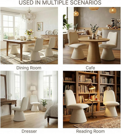 KISLOT Swivel Dining Chairs Set of 4, Modern Upholstered Dining Chair Mid Century Kitchen Chairs with High Back, 360 Degree Rotating Vanity Chair for Dining Room, Bedroom, Farmhouse, Sand