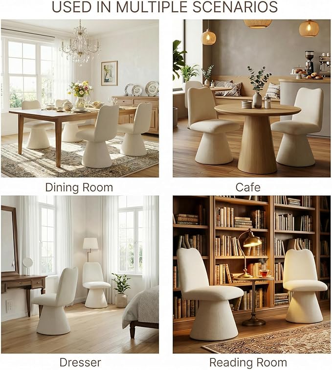 KISLOT Swivel Dining Chairs Set of 1, Modern Upholstered Dining Chair Mid Century Kitchen Chairs with High Back, 360 Degree Rotating Vanity Chair for Dining Room, Bedroom, Farmhouse, Sand