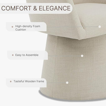 KISLOT Swivel Dining Chairs Modern Accent Armchair Side Deskchair for Diningroom Vanity Bedroom Livingroom Reading Room,Linen,1 Box