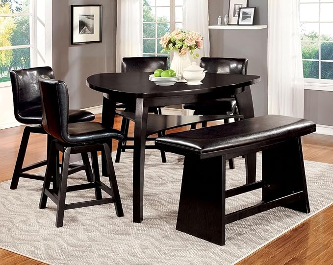 Modern Counter Height Bench Leather Padded Seat Stylish Upholstered Dining Bench for Kitchen Island Entertaining Guests Practical