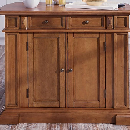 Homestyles Americana Oak Finish Kitchen Island with Wood Drop Leaf Breakfast Bar, 50"W