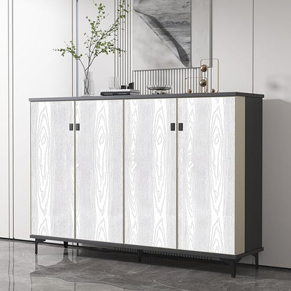 Yun-aeon White and Silver Wood Contact Paper 17.3"x80" Rustic Wooden Peel and Stick Wallpaper Removable Self-Adhesive Wallpaper Wood Grain Contact Paper for Countertops Cabinets