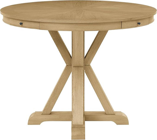 Steve Silver Furniture Rylie Counter Table, 48" Table Top w Asian Hardwood Solids, Seats up to 4, Traditional Design, 36" Table Height, (Table Only), 48" L x 48" W x 36" H, Natrual, Brown