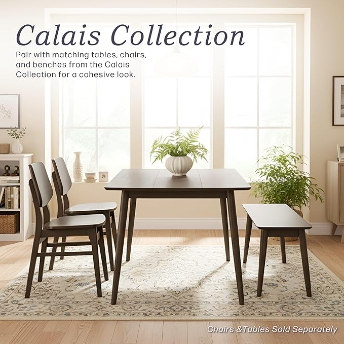 Alaterre Furniture Calais Dining – Mid Century Modern 59-Inch Rectangular Dining Table for 4 – Solid Wood Kitchen and Dining Room Table with Minimalist Design (Warm Walnut Finish)