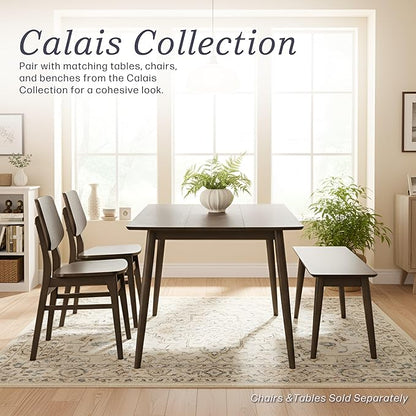Alaterre Furniture Calais Dining – Mid Century Modern 59-Inch Rectangular Dining Table for 4 – Solid Wood Kitchen and Dining Room Table with Minimalist Design (Warm Walnut Finish)
