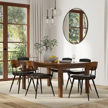 SIMPLIHOME Eastwood Dining Table - 66 inch Wide Solid Walnut Veneer Rectangular Table, Contemporary Style for Dining Room or Kitchen with Tapered Legs and Thick Top, Seats 6