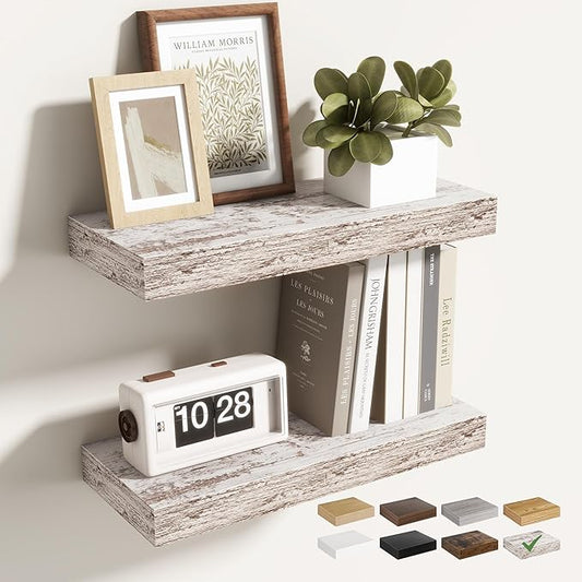Acovy 16 Inch Floating Shelves for Wall 2 Pack, 16" Wall Shelves for Books, Storage, Decor, Wall Mounted Floating Shelf with Invisible Brackets for Kitchen, Living Room, Rustic