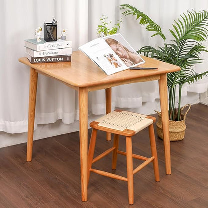 Square Dining Table 31.5“, Solid Wood Kitchen Table for Small Space, Midcentury Modern Wooden Kitchen Dining Table with Oak Finish, 31.5" L x 31.5" W x 29.5" H, Natural