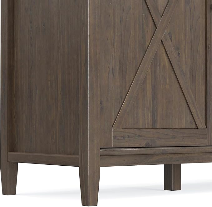 SIMPLIHOME Ela Storage Cabinet - 60 inch Wide Solid Wood 3-Shelf Wide Storage Cabinet in Smoky Brown, Transitional Accent Cabinet for Living Room or Entryway with Shaker Style Doors and Shelves