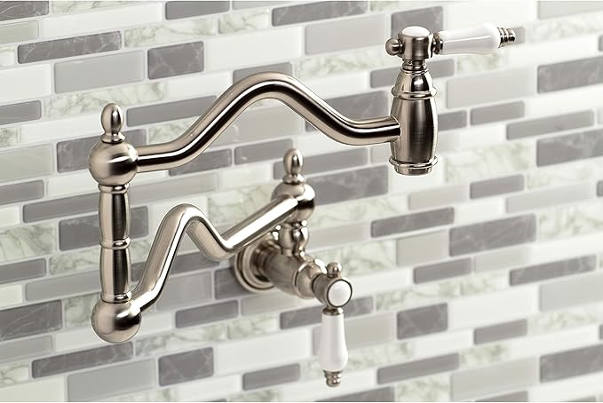 Kingston Brass KS2108BPL Bel Air Wall Mount Pot Filler, Brushed Nickel