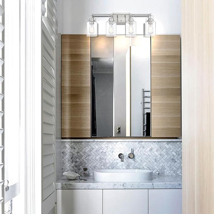 Brushed Nickel 4-Light Bathroom Light Fixture Over Mirror Sink, 4-Light Bathroom Vanity Lights Brushed Nickel Vanity Wall Sconce for Mirror