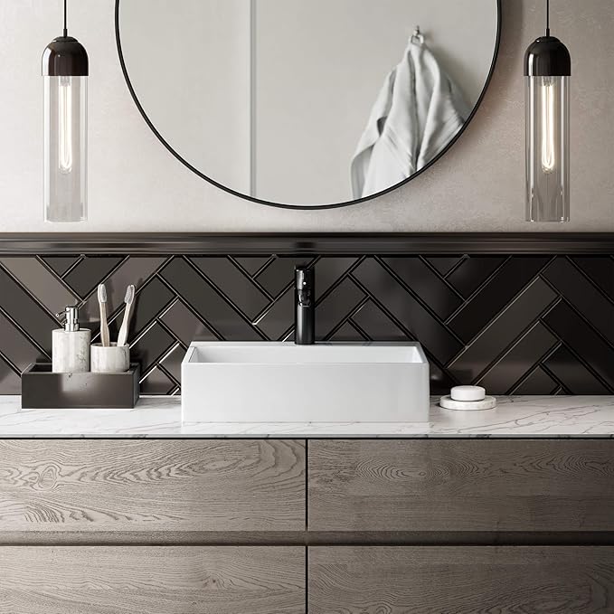 Swiss Madison SM-VS203 Claire 20" Rectangle Vessel Sink, Glossy White