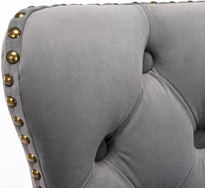 Swivel Velvet Bar stools Adjusatble Seat Height from 25 33 Inch,17.7 inch Base, Upholstered Bar Stools with Backs Comfortable Tufted for Home Pub and Kitchen Island,Gray,Set of 2,AS1812GY