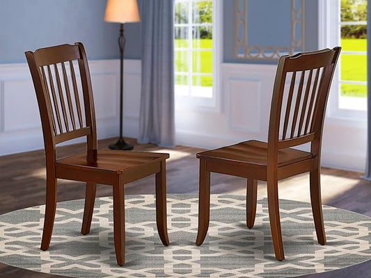 East West Furniture DAC-MAH-W Danbury Dining Room Chairs - Slat Back Solid Wood Seat Chairs, Set of 2, Mahogany