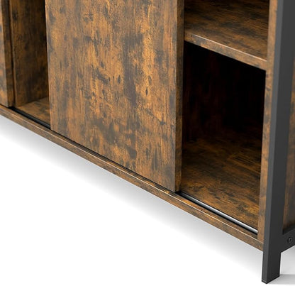 MWOOD Buffet Sideboard Cabinet with Storage, Farmhouse Sideboard Kitchen Buffet TV Console with Sliding Door and Open Shelves for Living Room Entryway, Rustic Brown, 39.4" W x 13" D x 31.5" H