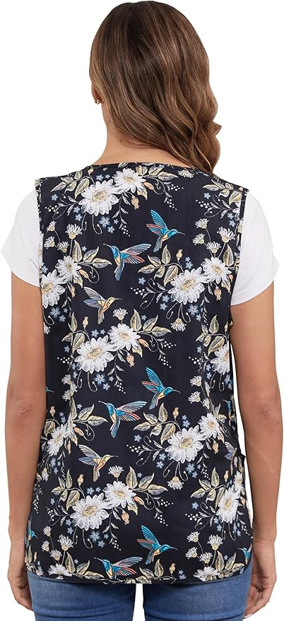 Nanxson Cobbler Apron for Women with 2 Patch Pockets Cotton Printed Vintage Apron with Buttons for Work Chef Kitchen Home